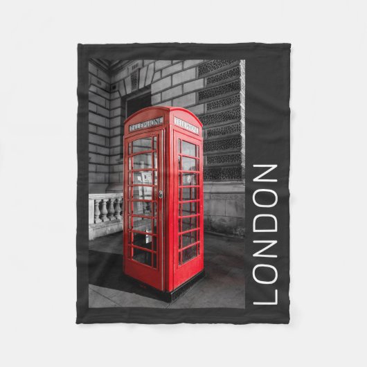 London  Phone Box UK Retro Telefoon Fleece Deken (Voorkant)