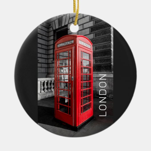 London  Phone Box UK Retro Telefoon Keramisch Ornament (Voorkant)