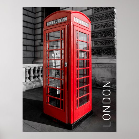 London  Phone Box UK Retro Telefoon Poster (Voorkant)