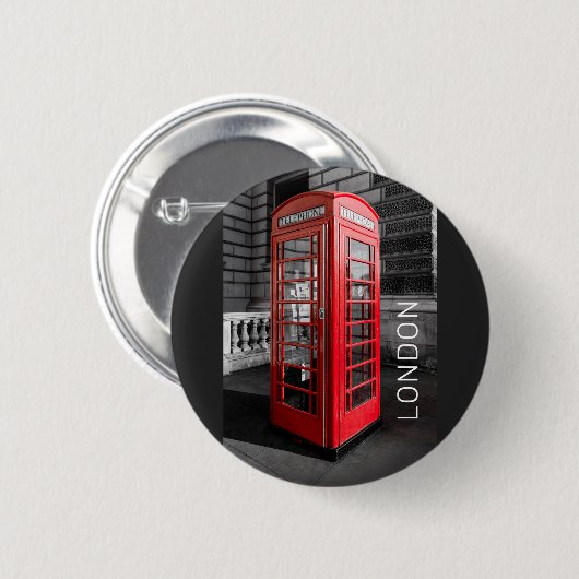 London  Phone Box UK Retro Telefoon Ronde Button 5,7 Cm (Voorkant /achterkant)