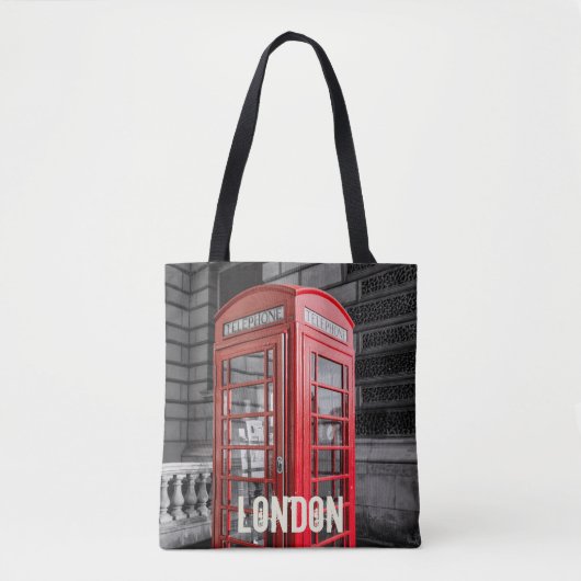 London  Phone Box UK Retro Telefoon Tote Bag (Voorkant)