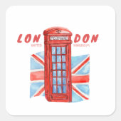 London Phonebooth Vierkante Sticker (Voorkant)