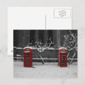 London Phoneboxes in de sneeuw Briefkaart (Voorkant / Achterkant)