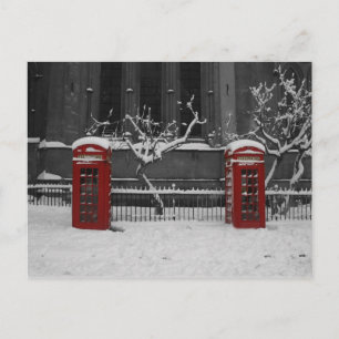 London Phoneboxes in de sneeuw Briefkaart