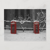 London Phoneboxes in de sneeuw Briefkaart (Voorkant)