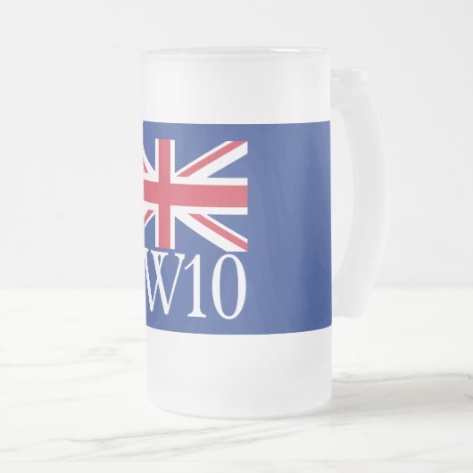 London Postcode SW10 met Union Jack Matglas Bierpul (Voorkant rechts)