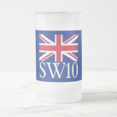 London Postcode SW10 met Union Jack Matglas Bierpul (Center)