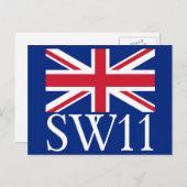 London Postcode SW11 met Union Jack Briefkaart (Voorkant / Achterkant)