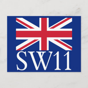 London Postcode SW11 met Union Jack Briefkaart