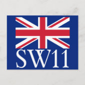 London Postcode SW11 met Union Jack Briefkaart (Voorkant)