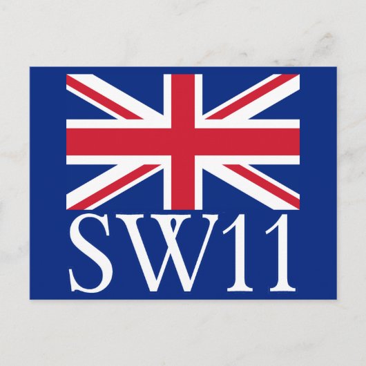 London Postcode SW11 met Union Jack Briefkaart (Voorkant)