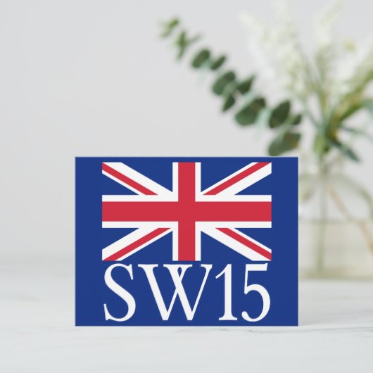 London Postcode SW15 met Union Jack Briefkaart (Staand voorkant)
