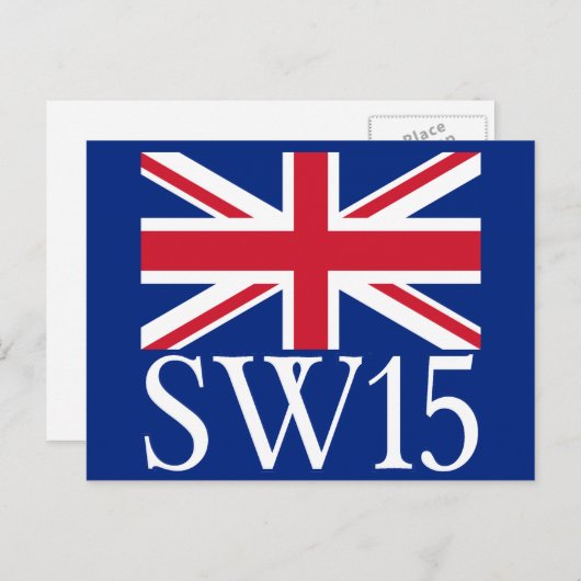 London Postcode SW15 met Union Jack Briefkaart (Voorkant / Achterkant)