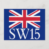 London Postcode SW15 met Union Jack Briefkaart (Voorkant)
