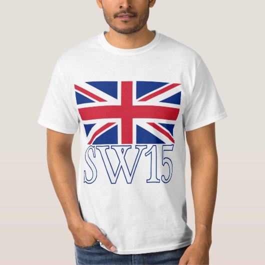 London Postcode SW15 met Union Jack T-shirt (Voorkant)