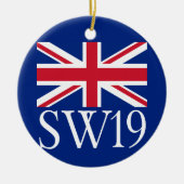 London Postcode SW19 met Union Jack Keramisch Ornament (Voorkant)