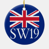 London Postcode SW19 met Union Jack Keramisch Ornament (Achterkant)