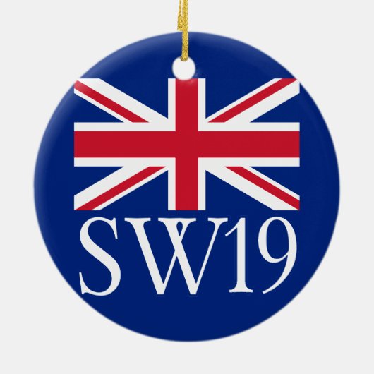 London Postcode SW19 met Union Jack Keramisch Ornament (Achterkant)