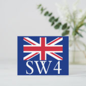 London Postcode SW4 met Union Jack Briefkaart (Staand voorkant)