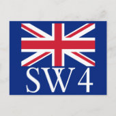 London Postcode SW4 met Union Jack Briefkaart (Voorkant)
