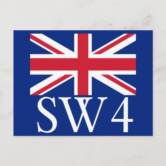 London Postcode SW4 met Union Jack Briefkaart (Voorkant)