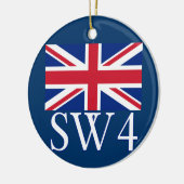 London Postcode SW4 met Union Jack Keramisch Ornament (Links)
