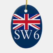 London Postcode SW6 met Union Jack Keramisch Ornament (Voorkant)