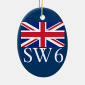 London Postcode SW6 met Union Jack Keramisch Ornament (Achterkant)