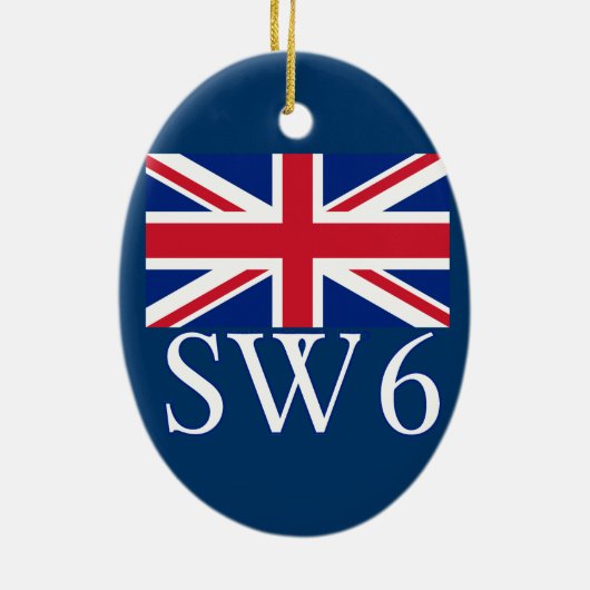 London Postcode SW6 met Union Jack Keramisch Ornament (Achterkant)