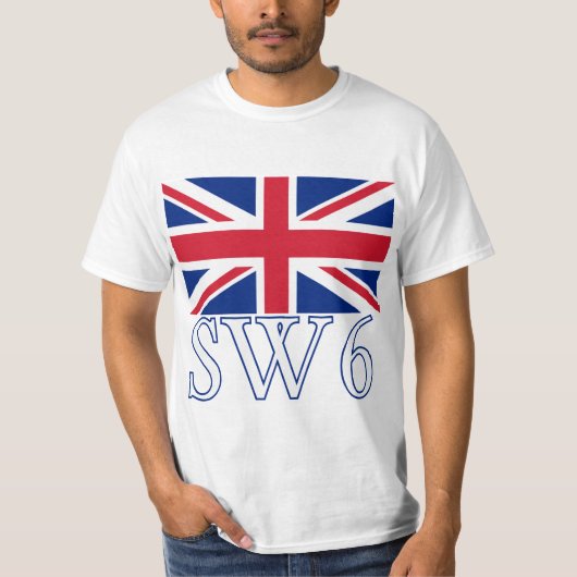 London Postcode SW6 met Union Jack T-shirt (Voorkant)