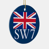 London Postcode SW7 met Union Jack Keramisch Ornament (Rechts)