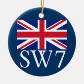 London Postcode SW7 met Union Jack Keramisch Ornament (Voorkant)