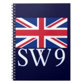London Postcode SW9 met Union Jack Notitieboek (Voorkant)