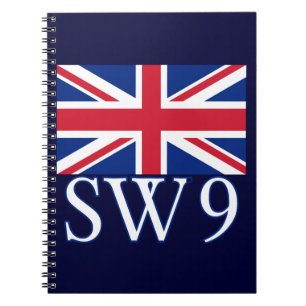 London Postcode SW9 met Union Jack Notitieboek
