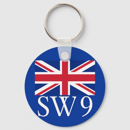 London Postcode SW9 met Union Jack Sleutelhanger (Voorkant)