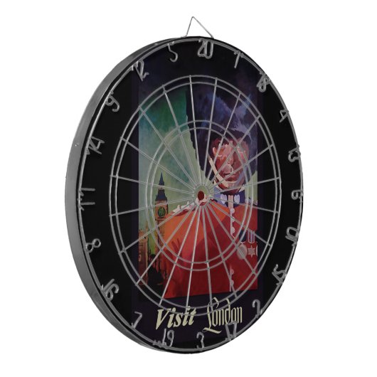 London Poster Dart Board Dartbord (Voorkant Links)