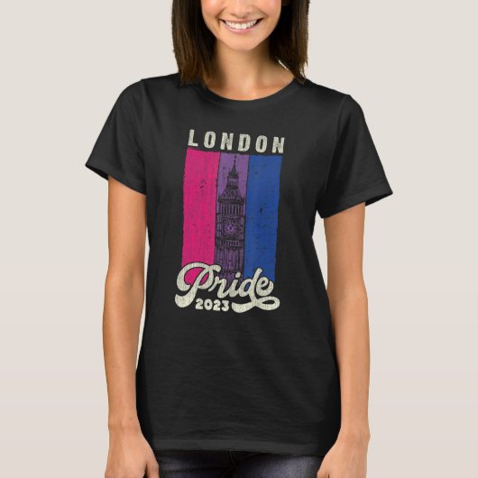 London Pride 2023 Big Ben Bisexual Pride Vlag T-shirt (Voorkant)