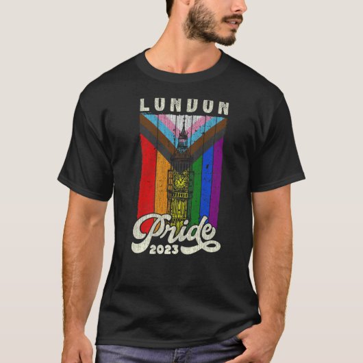 London Pride 2023 Big Ben Progress Flag T-shirt (Voorkant)