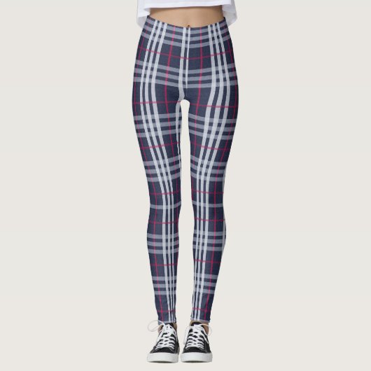 London Pset Checked Navy Blue Leggings (Voorkant)