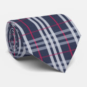 London Pset Checked Navy Blue Stropdas (Opgerold)