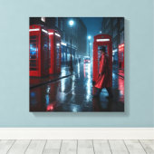 London Rain and Red Coats Canvas Afdruk (Insitu (Houten vloer))