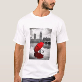 London Rain: Red Umbrella beroemd gemaakt door The T-shirt