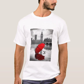 London Rain: Red Umbrella beroemd gemaakt door The T-shirt