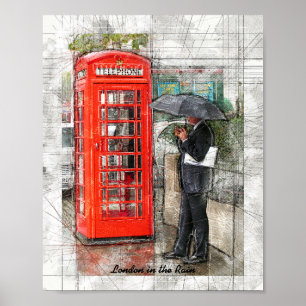 London Raining as usual Pencil Poster