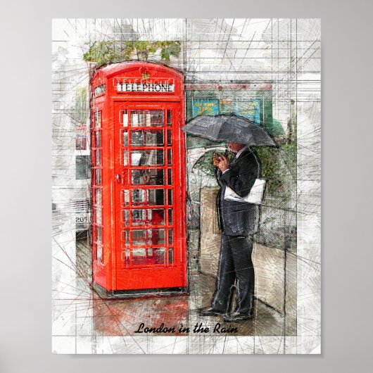 London Raining as usual Pencil Poster (Voorkant)
