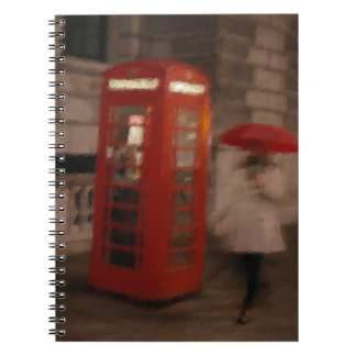 London Rainy Day Red Phone Box / Umbrella Notitieb Notitieboek