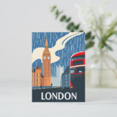London Red Bus & Big Ben Vintage Travel Briefkaart (Staand voorkant)