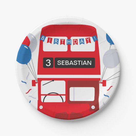 London Red Bus Birthday - Bord op gepersonaliseerd (Voorkant)