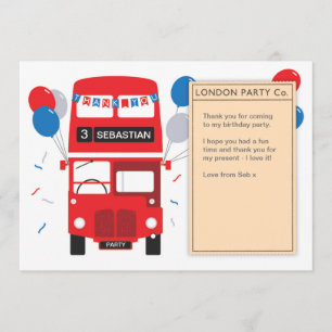 London Red Bus Birthday Hartelijk dank Kaart