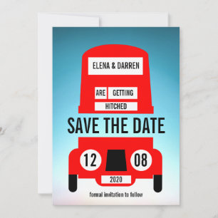London Red Bus bruiloft Save The Date